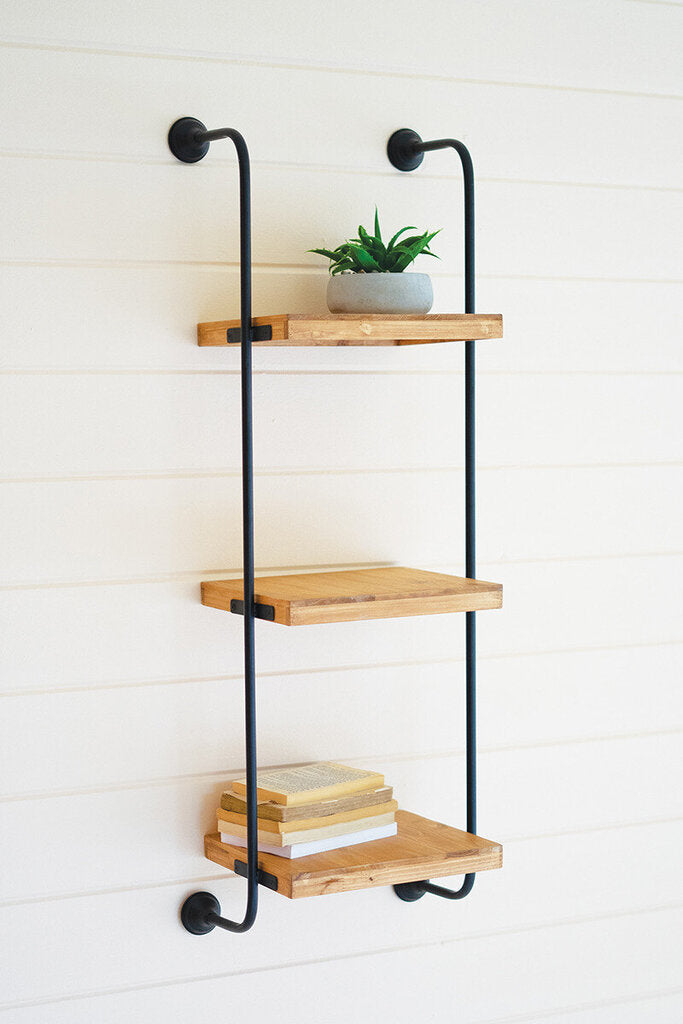 WALL LADDER THREE TIERED SHELF