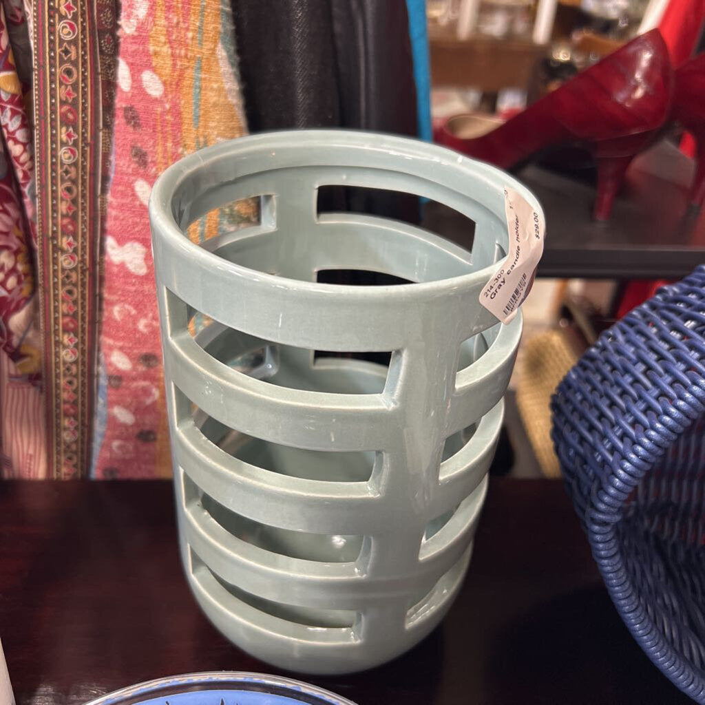 Gray candle holder
