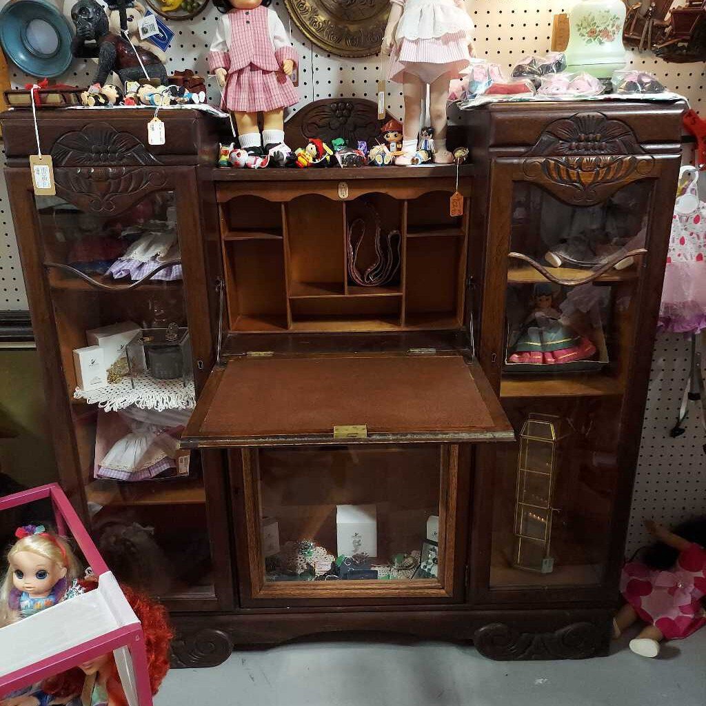 Unique Vintage Wooden Desk/Bookshelf Unit with Keys