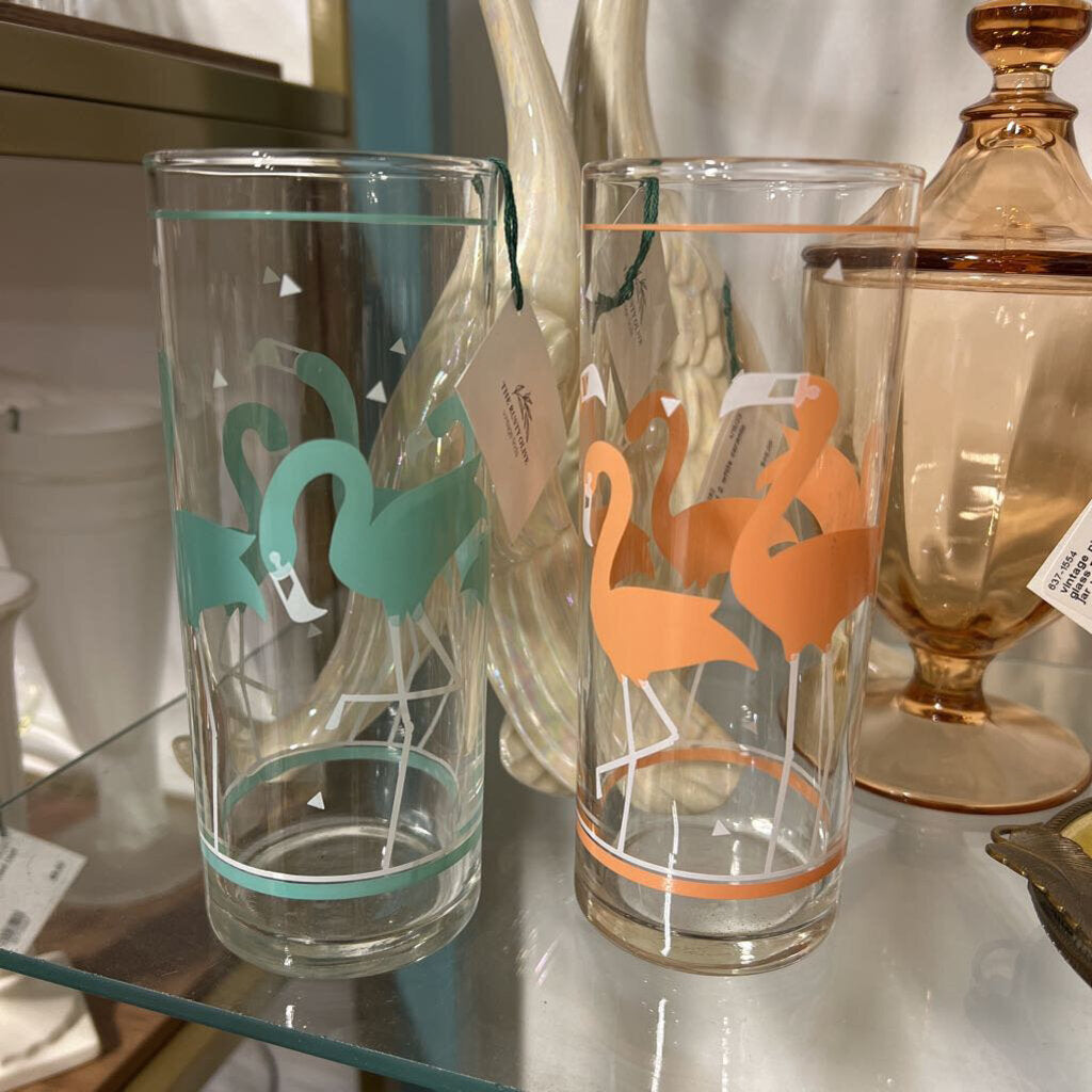 orange flamingo highball glass