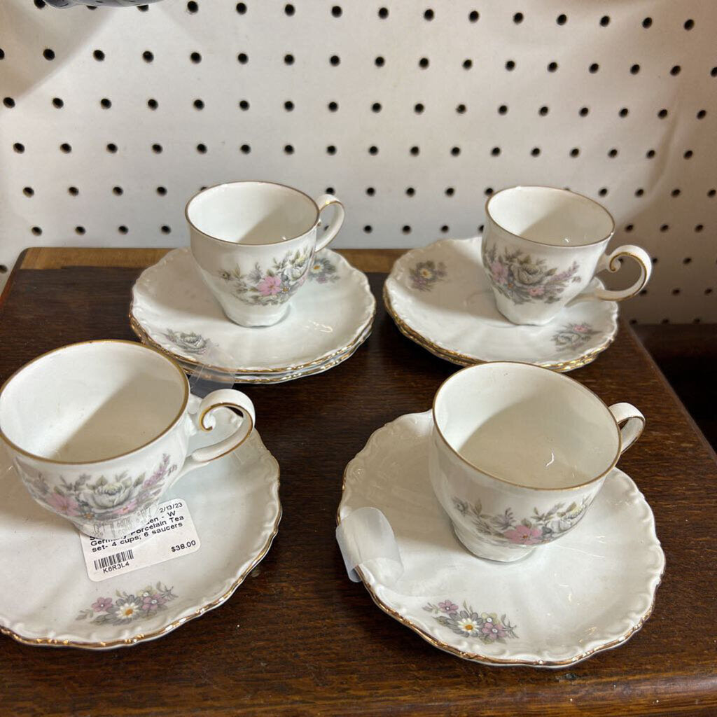 Seltmann Weiden - W Germany Porcelain Tea set- 4 cups; 6 saucers