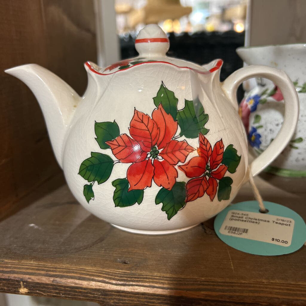 Small Christmas Teapot (poinsettias)