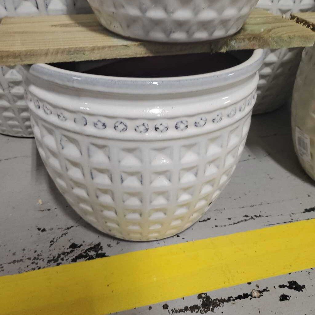 12 in. Kairos Coin Planter - Beige White