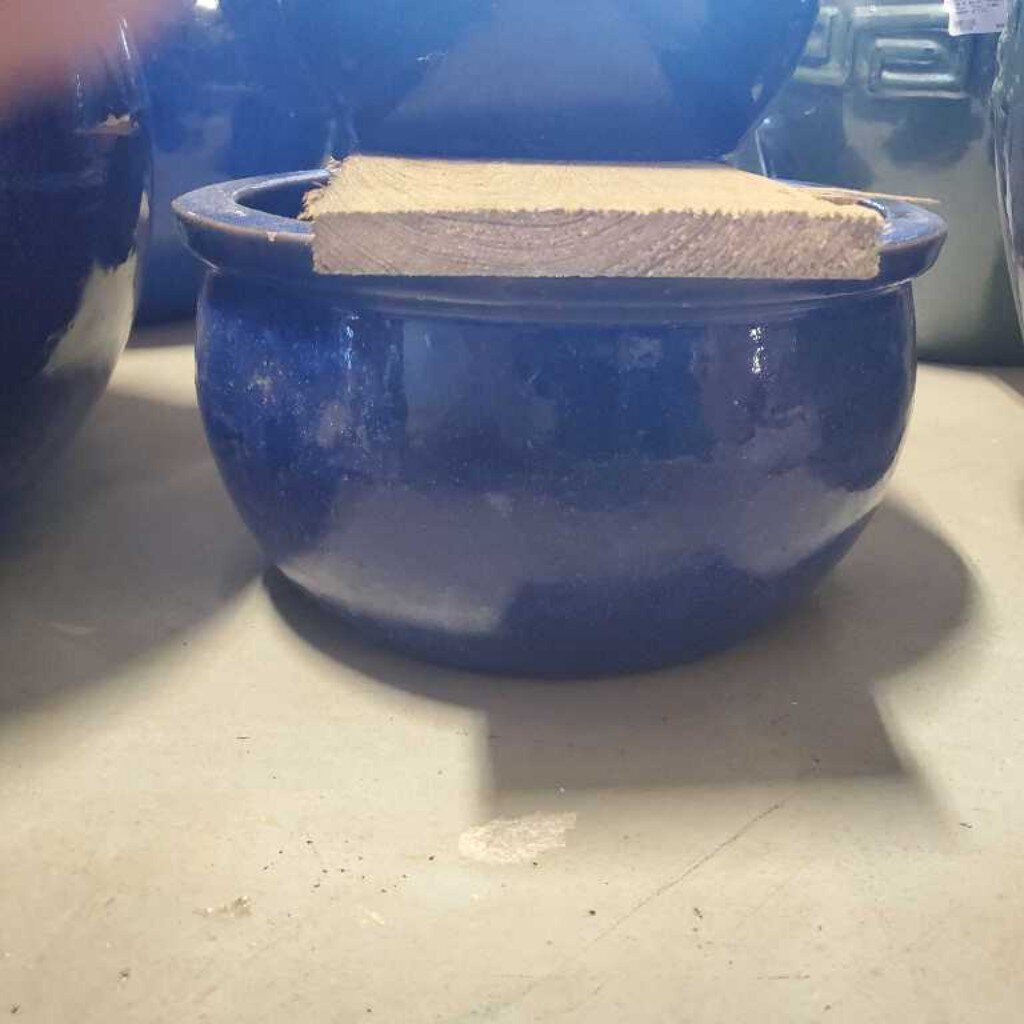 12 in. Glazed Bell Pot - Blue