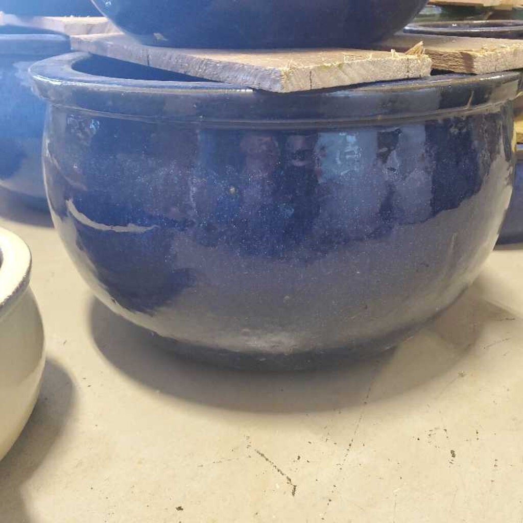 20 in. Glazed Bell Pot - Blue