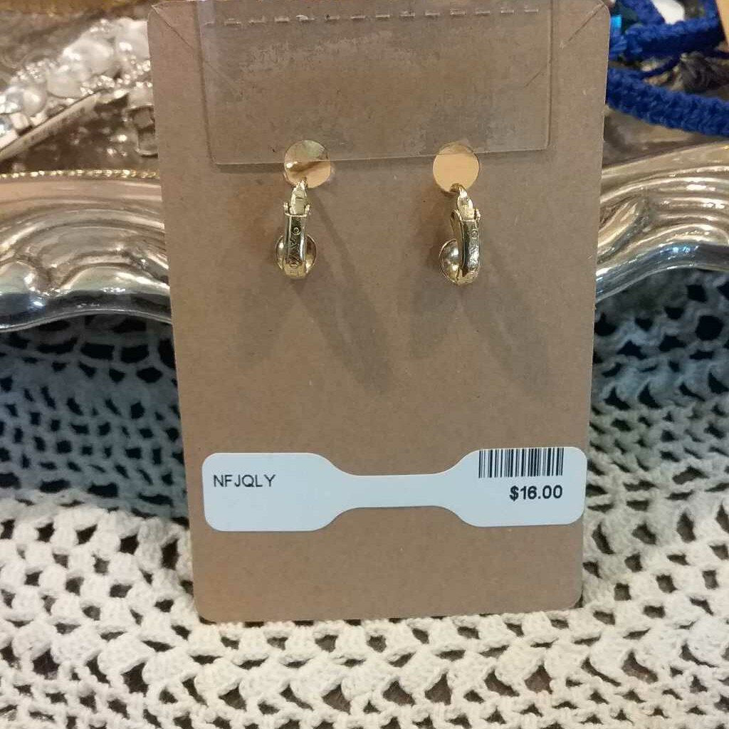 Gold tone crystal clip earrings