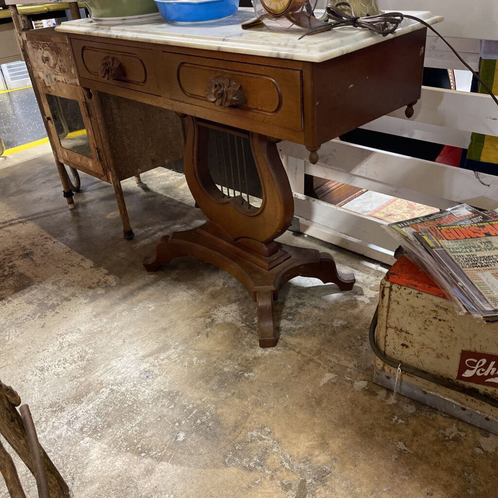 Wood Hallway Table With Marble Top