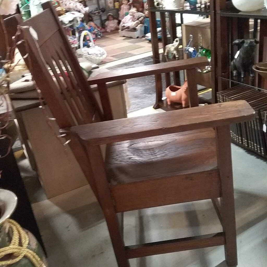 Antique oak slat back chair