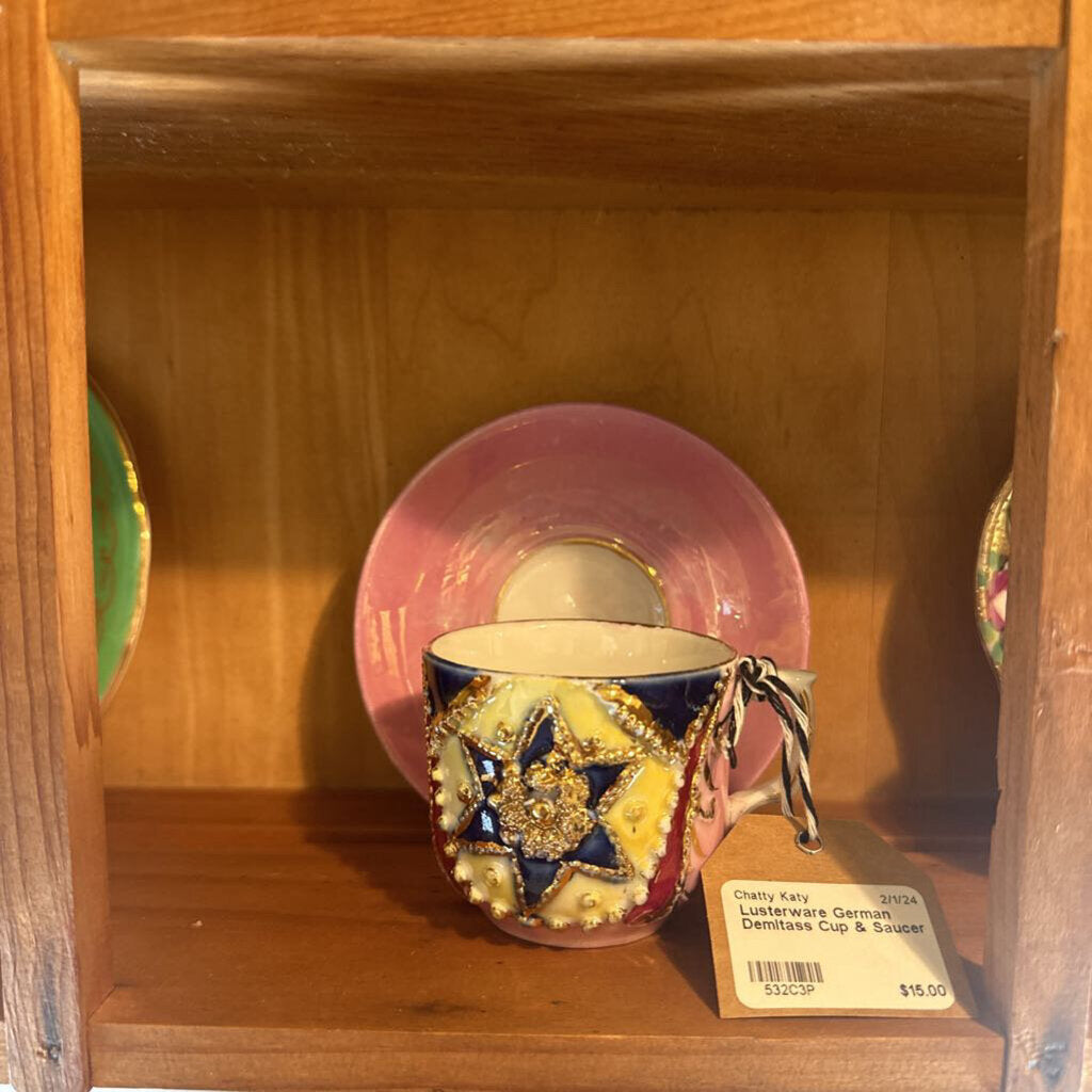 Lusterware German Demitass Cup & Saucer