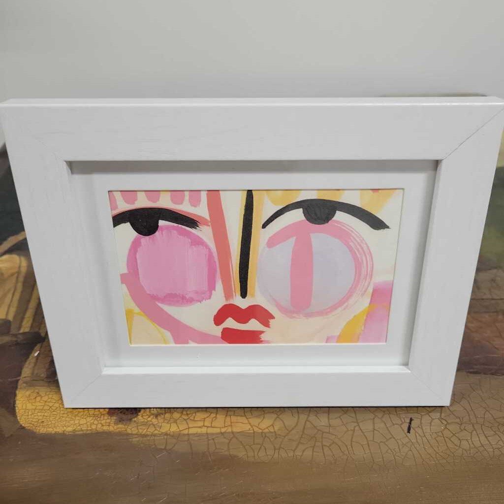 5x7 Framed Art-Pink Abtract Face