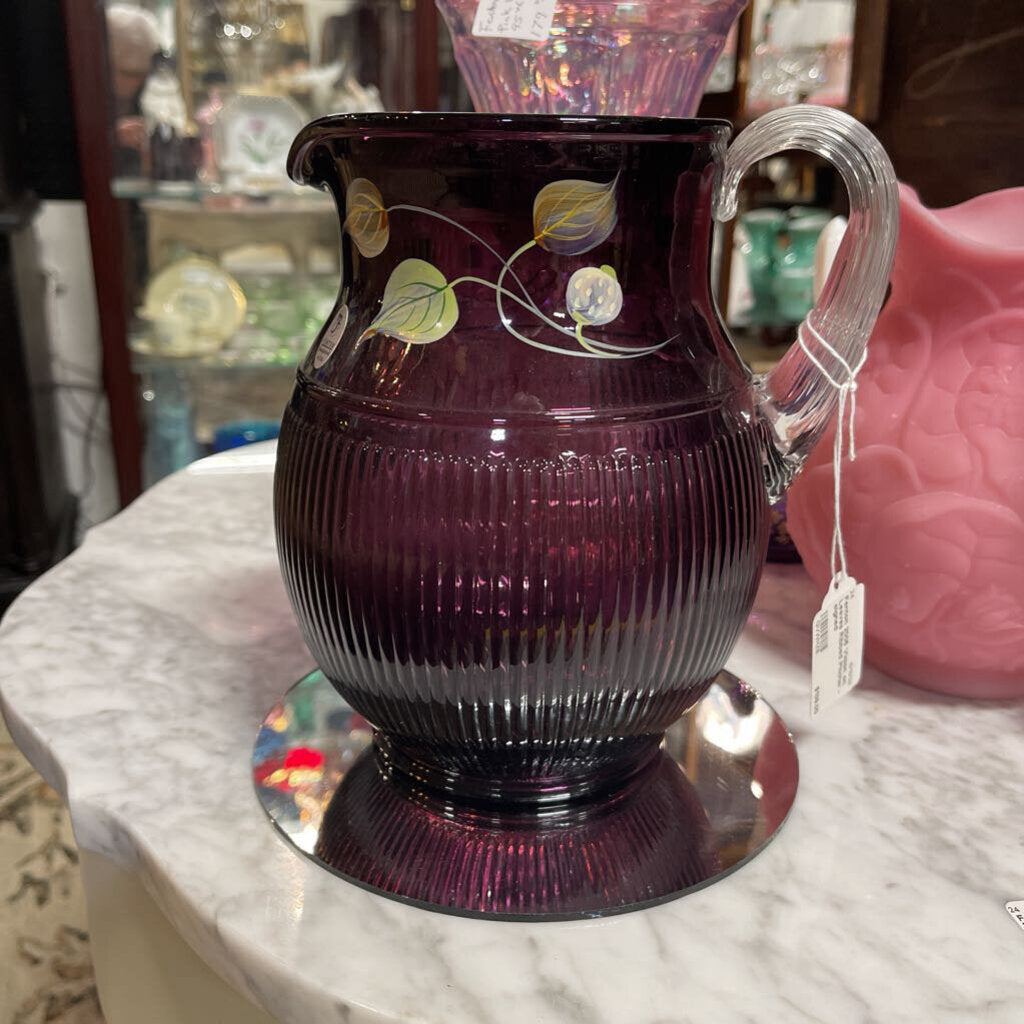 Fenton 2006 Vision on Leaves Ribbed Pitcher - signed