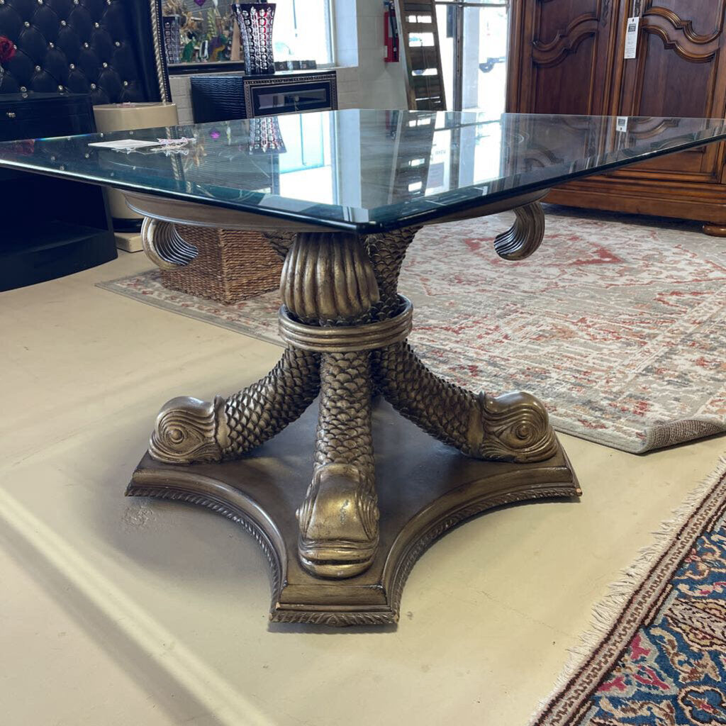Dolphin/Koi Table with Square Glass Top