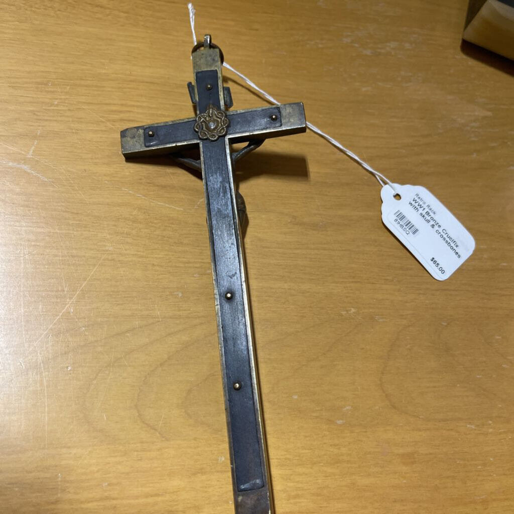WW1 Bronze Crucifix with skull & crossbones