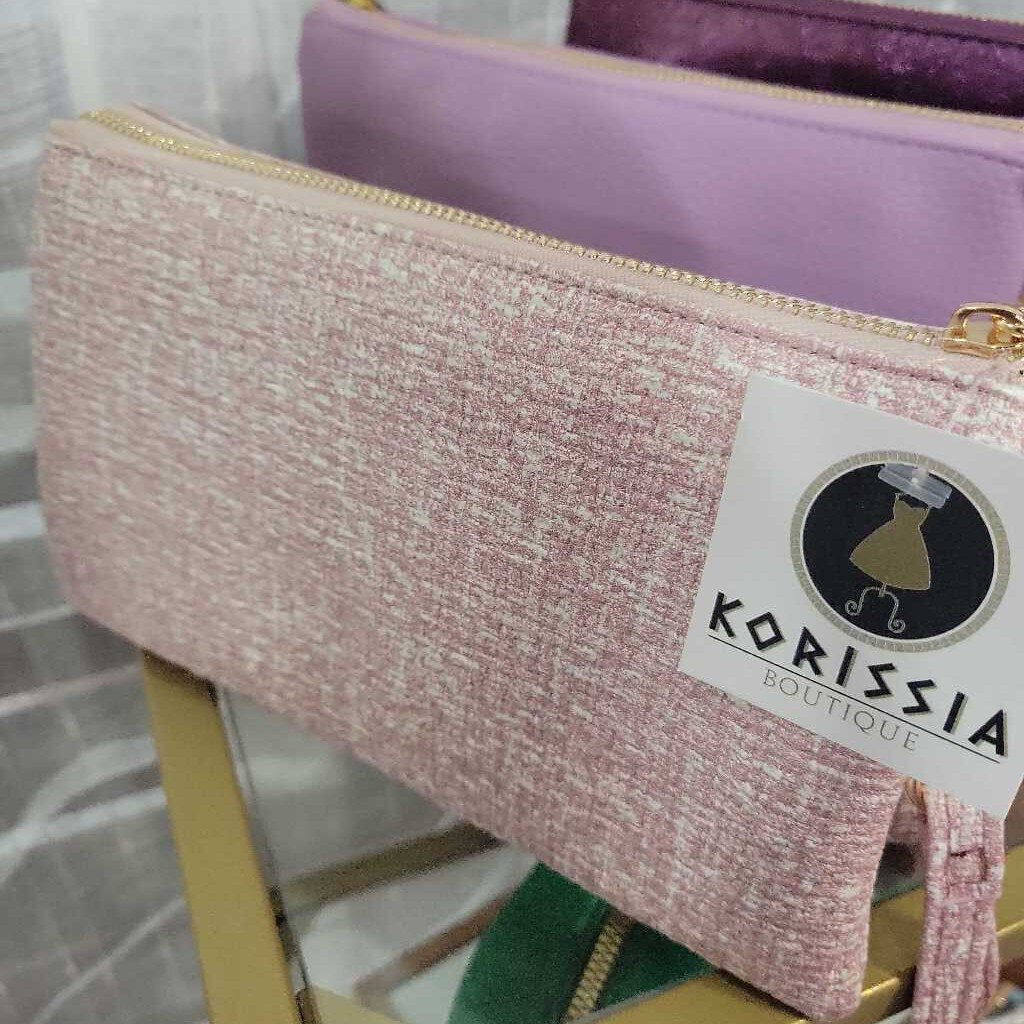 Pink Metallic 3-Compartment Crossbody Bag