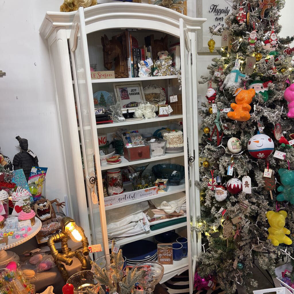 White cabinet with glass doors