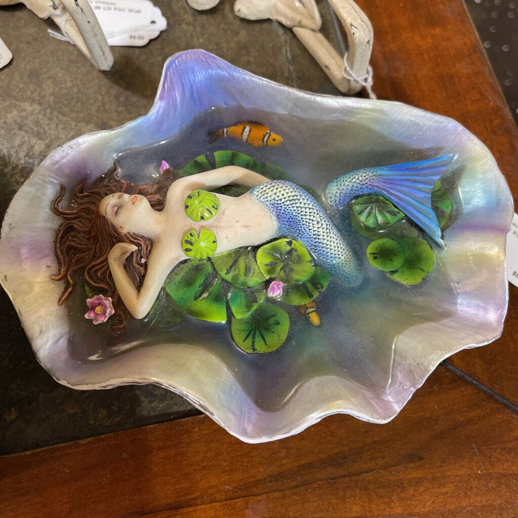 Mermaid Sheila Wolk Elan Vital Ariel With Koi Fishes In Clam Shell