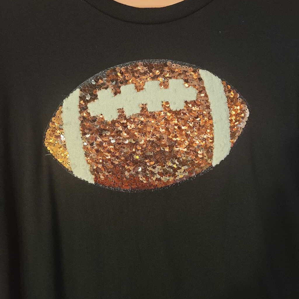 Black Sequin Football Tee