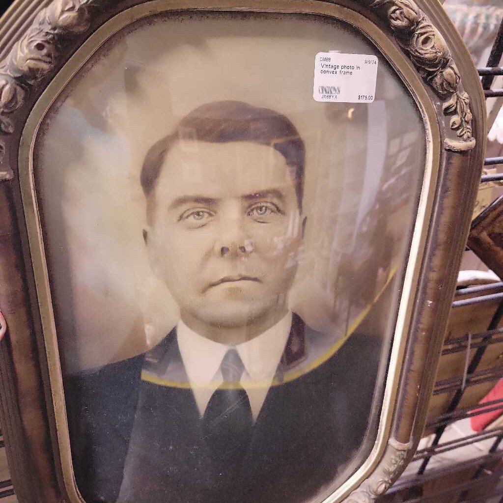 Vintage photo in convex frame