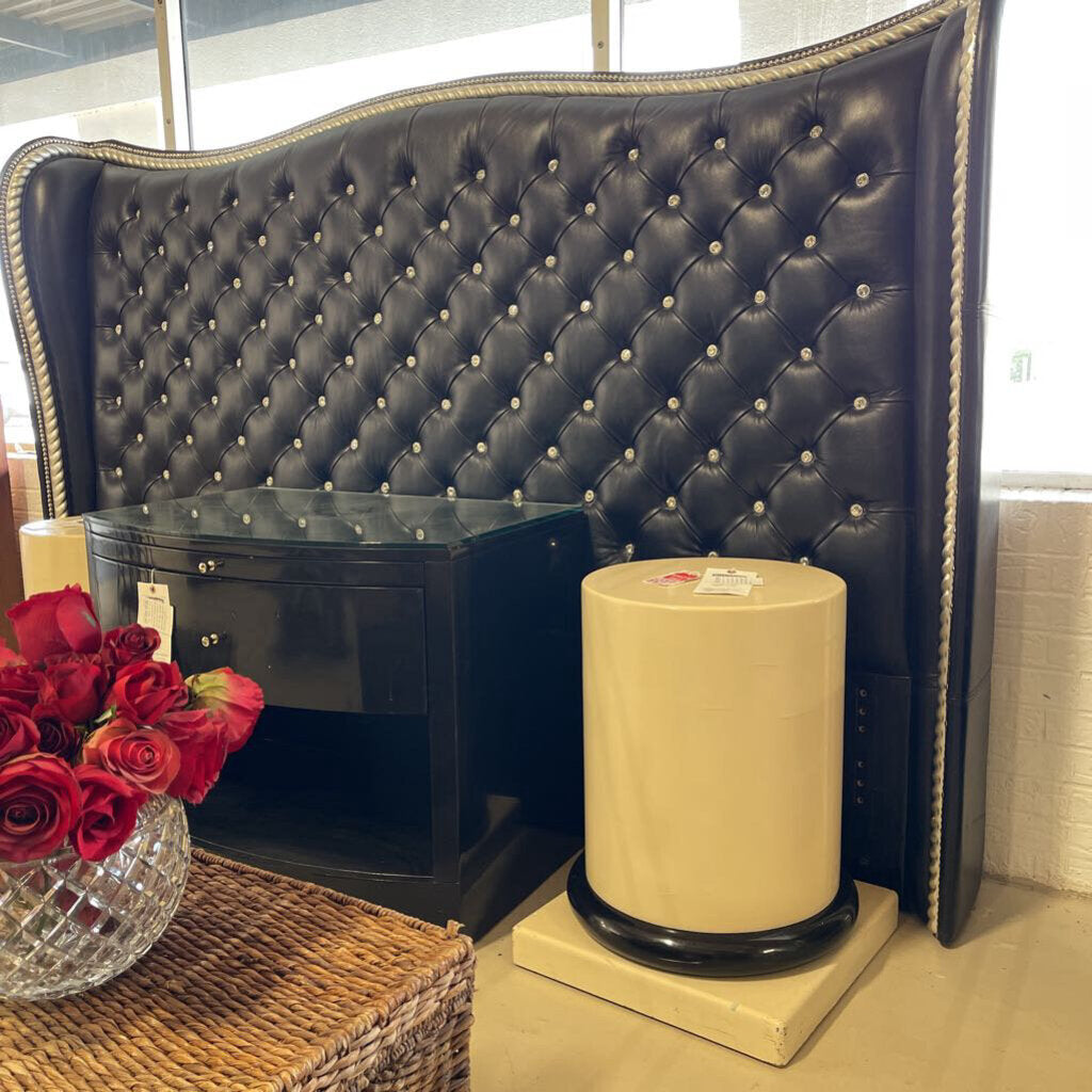 Diamond Tuck Black Headboard