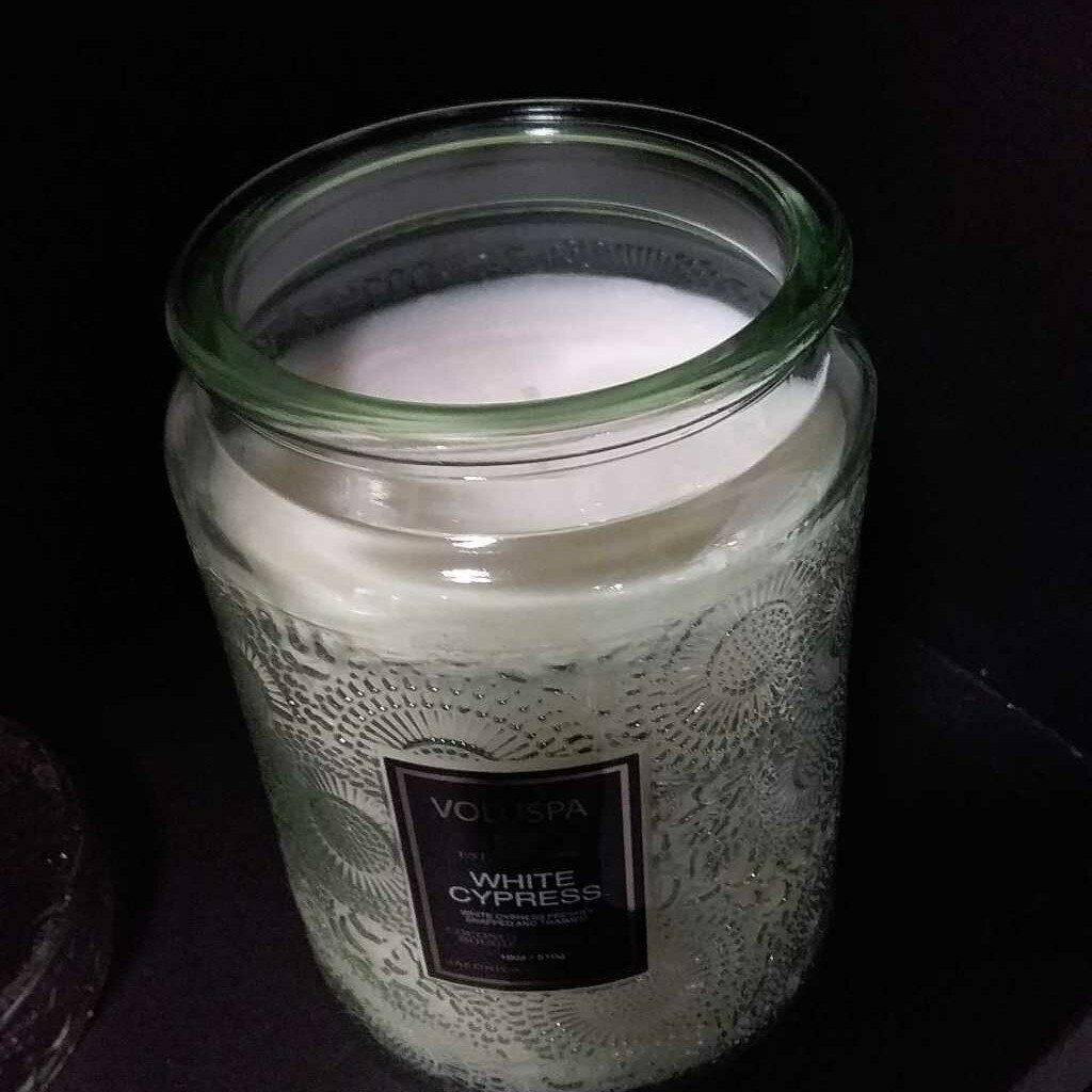 Large Jar White Cypress Christmas Candle