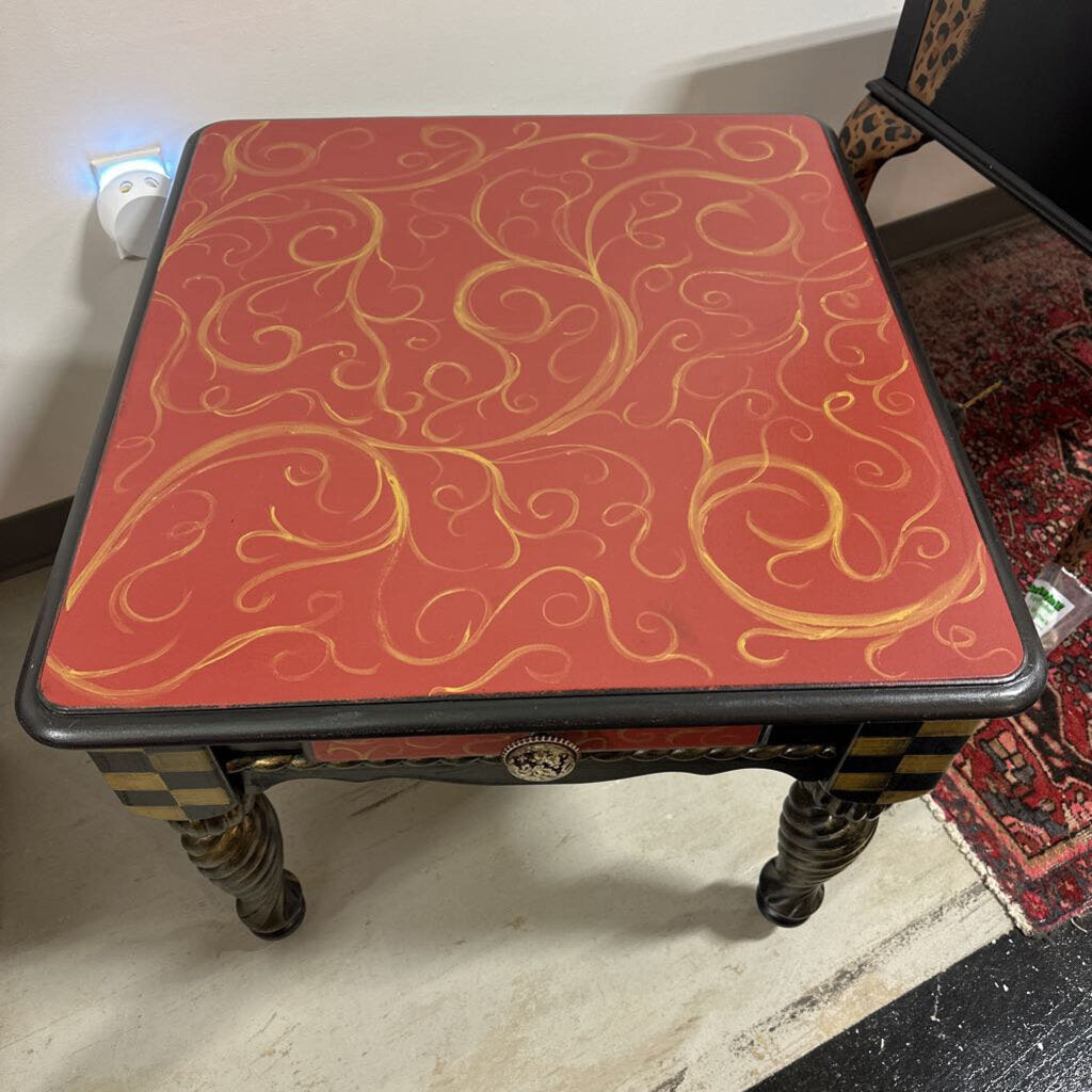 Red Checkered Side table by Pam Wall