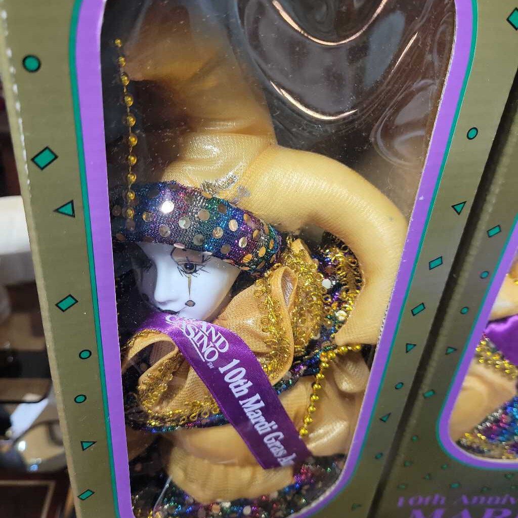 Mardi Gras porcelain doll 10th anniversary