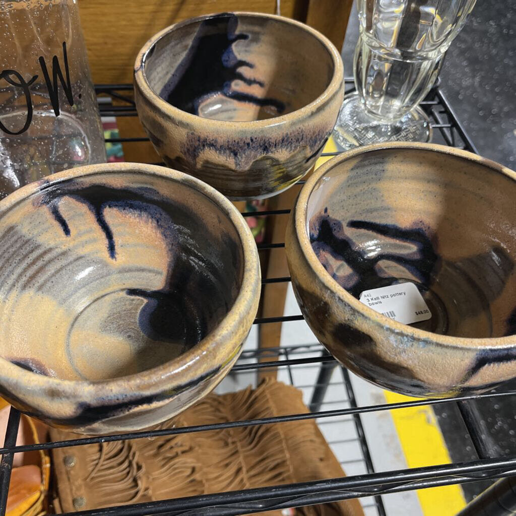 3 Kelli Nitz pottery bowls