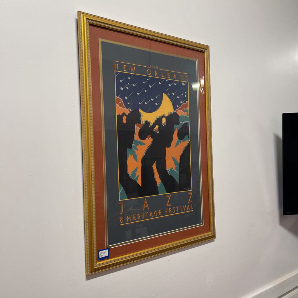 1980 New Orleans Jazzfest Poster Numbered Framed