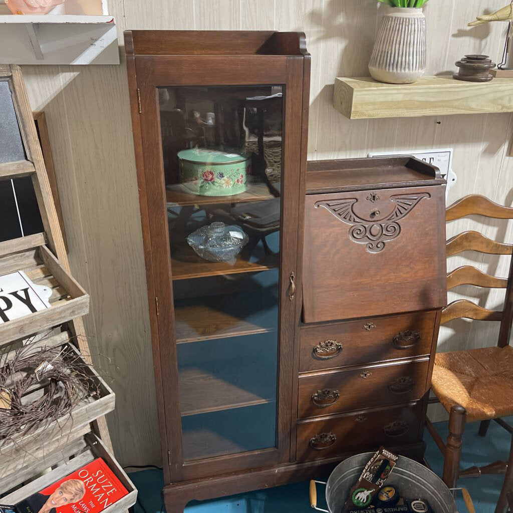 Antique side by side desk and book case