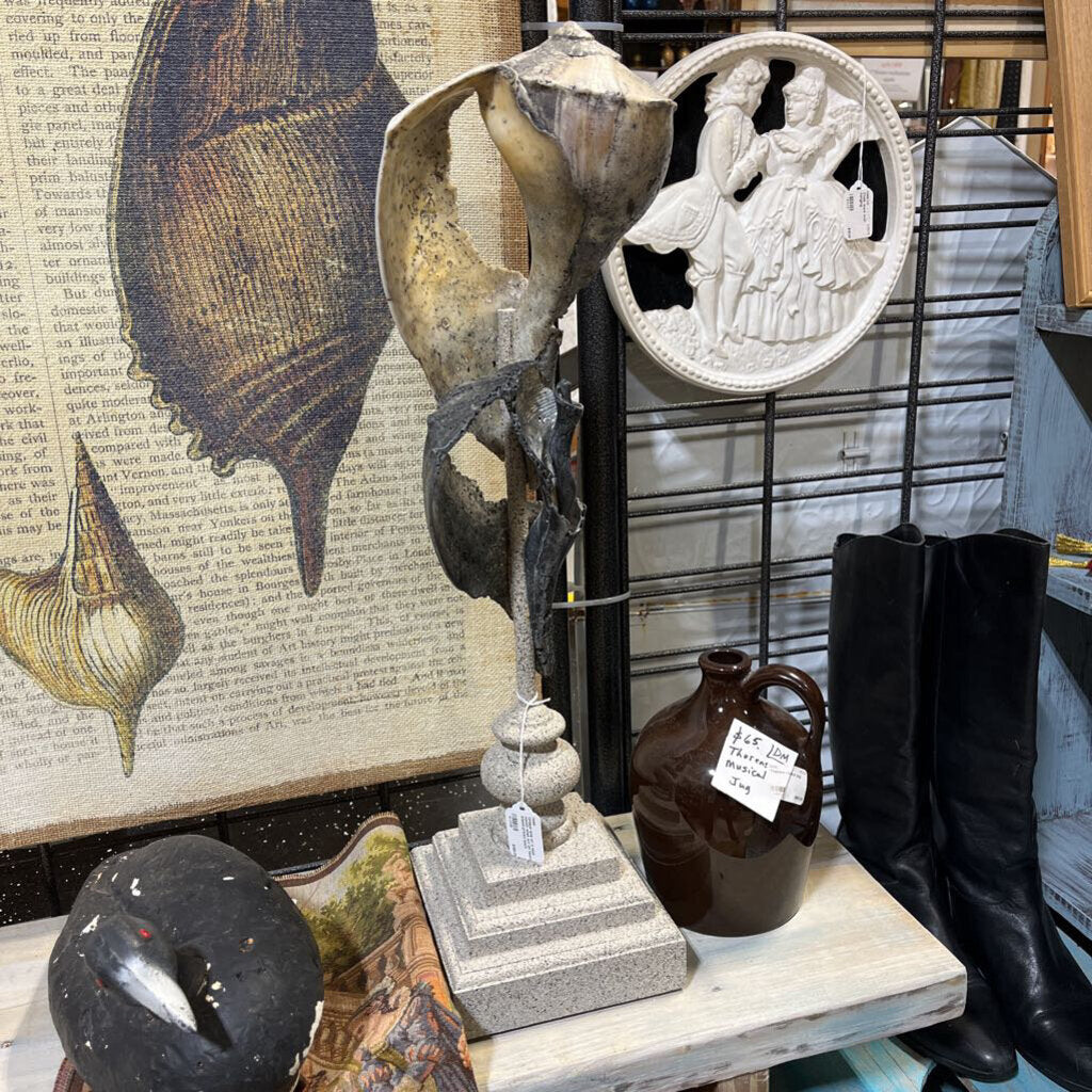 Unique one of a kind conch shell art on heavy stand-priced each