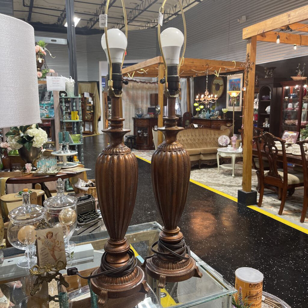Pair Copper Crackle Lamps - Work Great!
