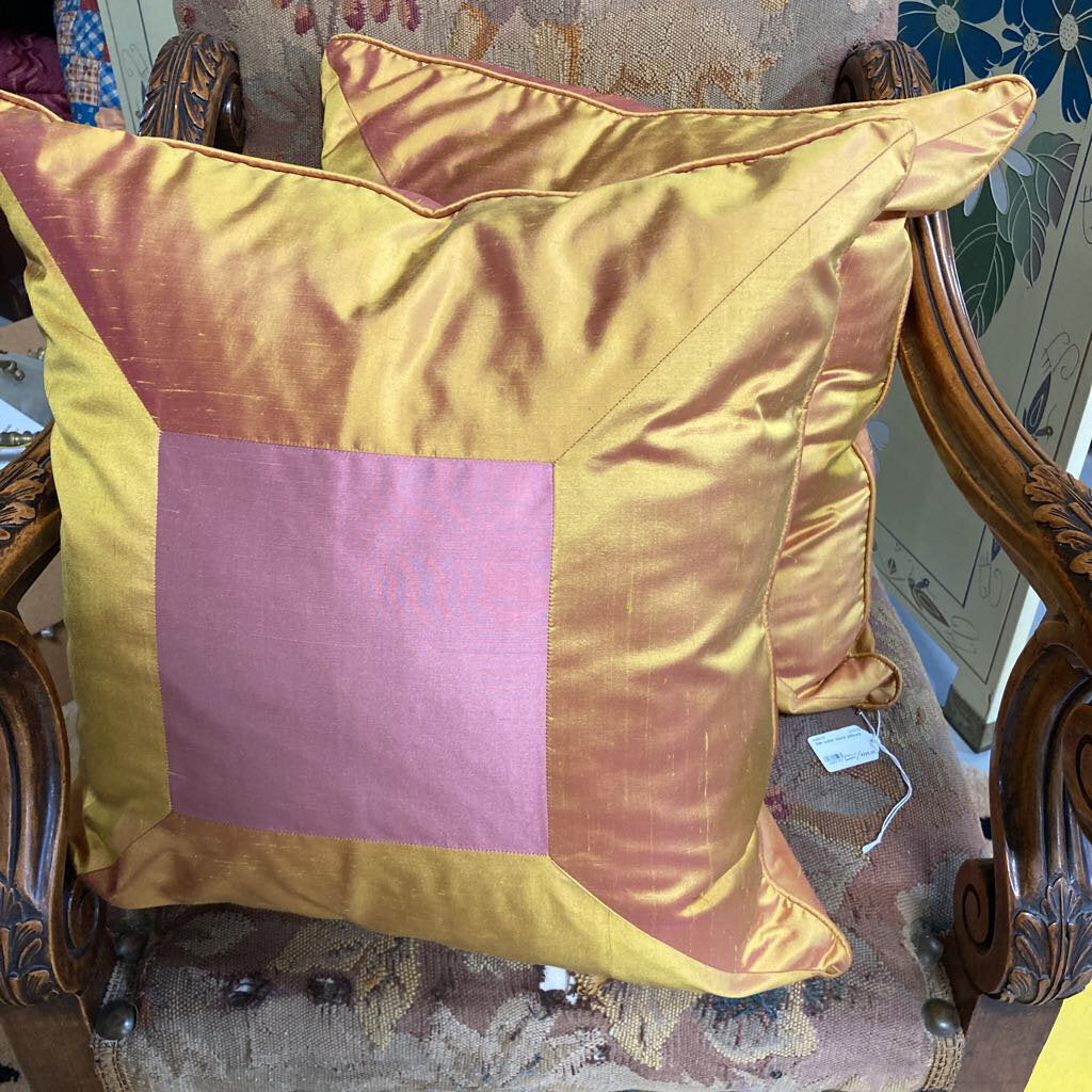 Silk color block pillows