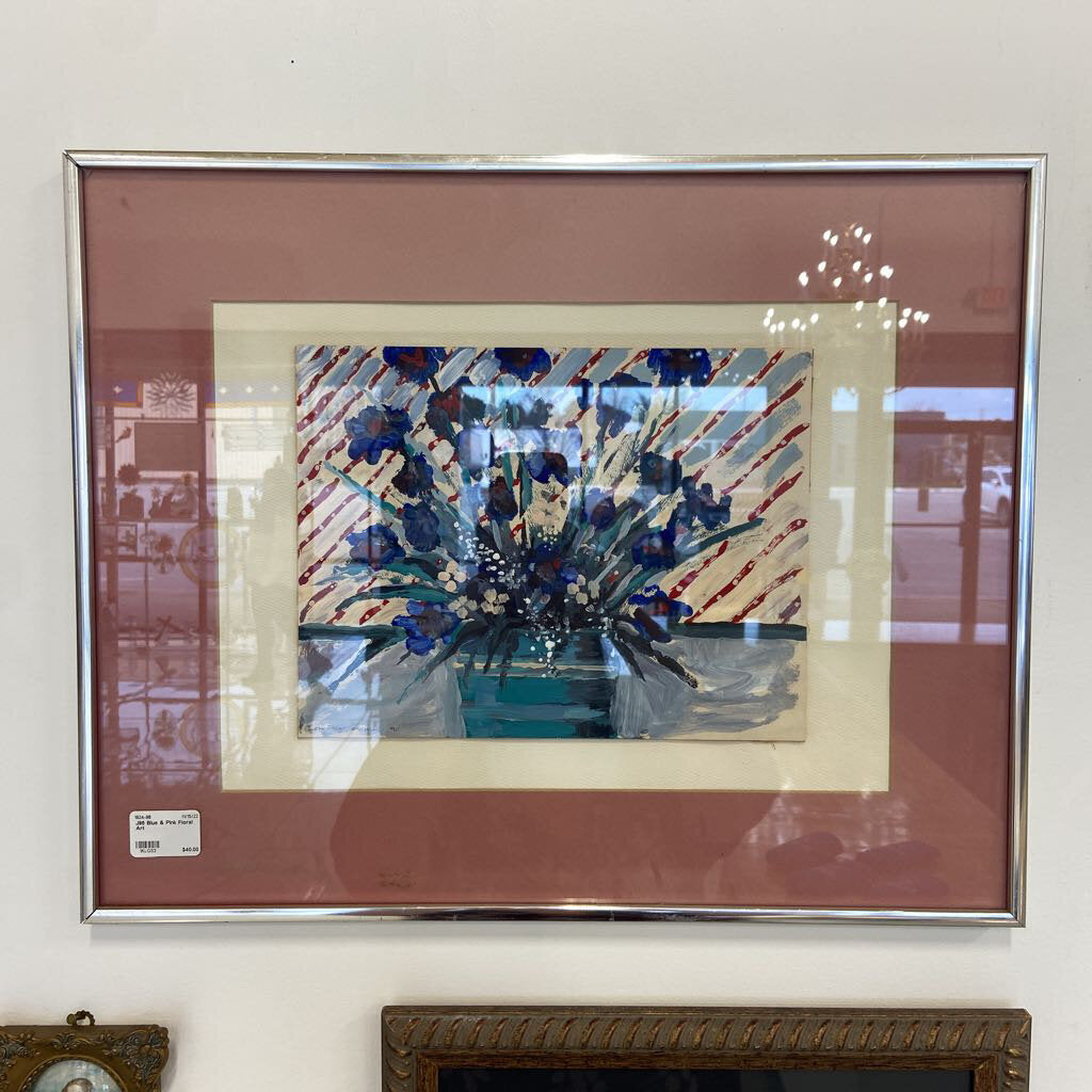 J95 Blue & Pink Floral Art