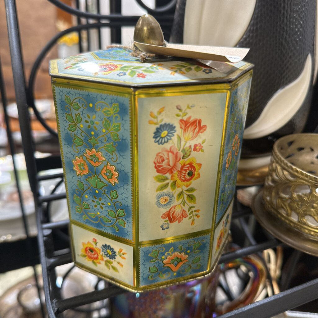 floral tin canister
