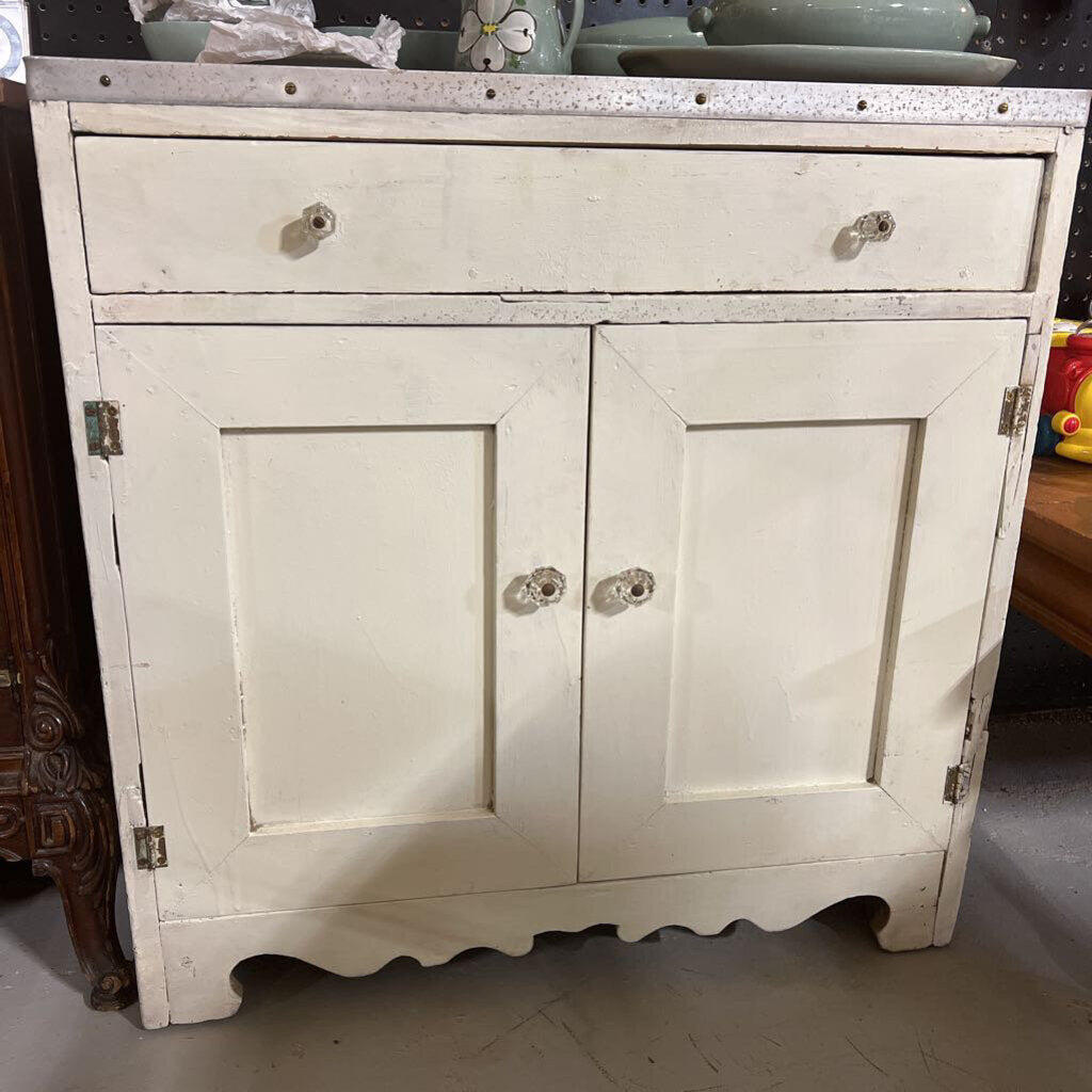 Beautiful old handcrafted kitchen cabinet w copper top