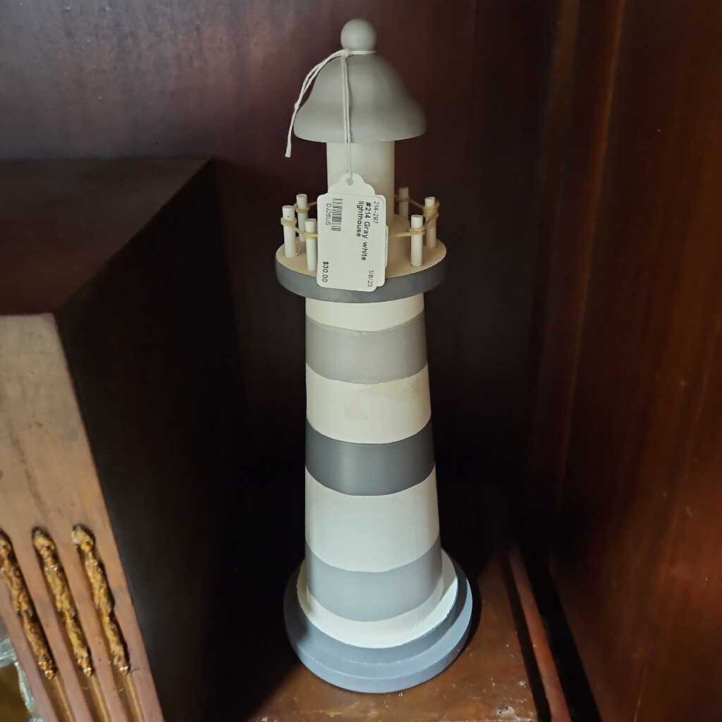 #214 Gray white lighthouse