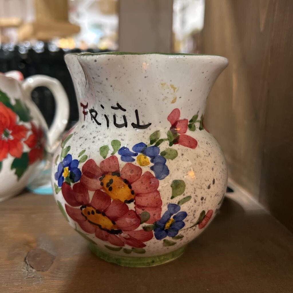J2.1 Vintage Italian Handpainted small pitcher with roses