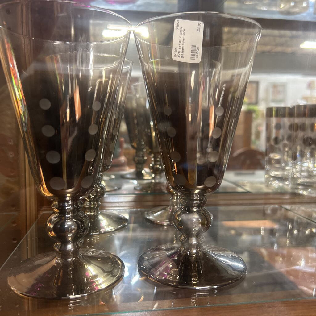 #214 set of 4 water glasses silver fade
