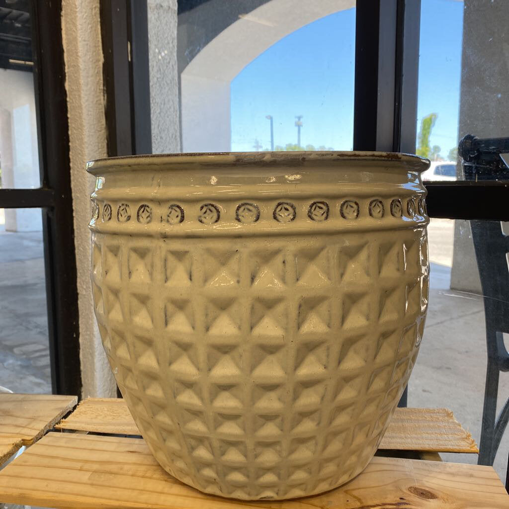 15 in. Kairos Coin Planter - Beige White