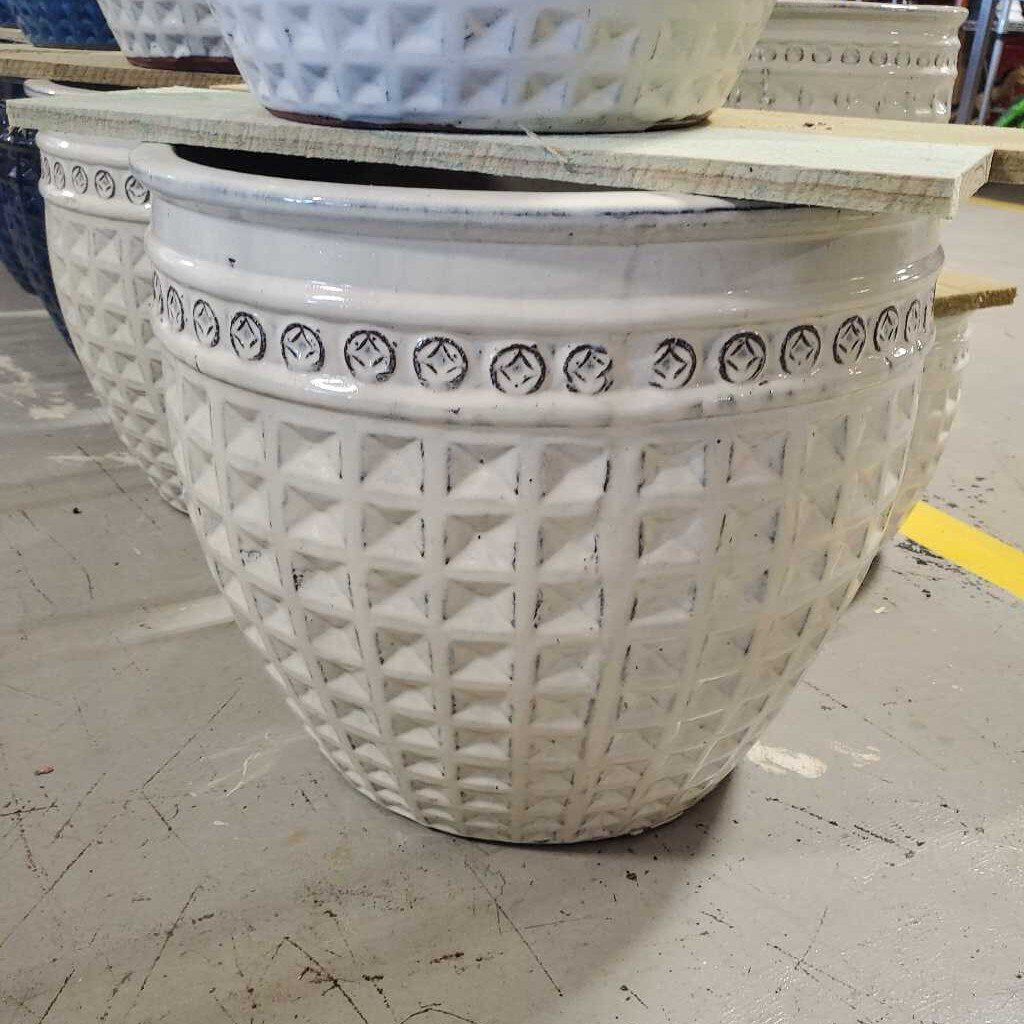 18.5 in. Kairos Coin Planter - Beige White