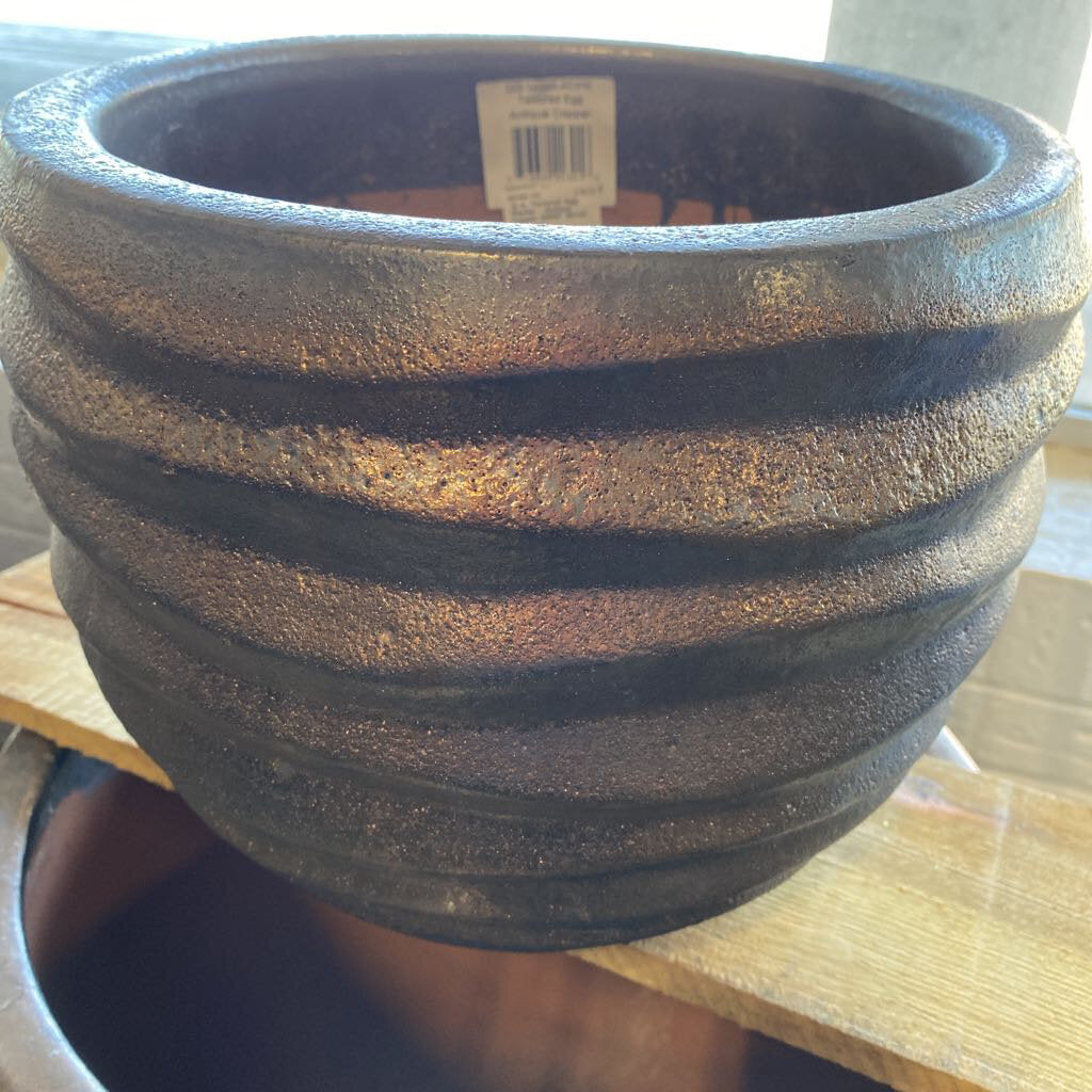 12 in. Textured Egg Planter - Antique Copper