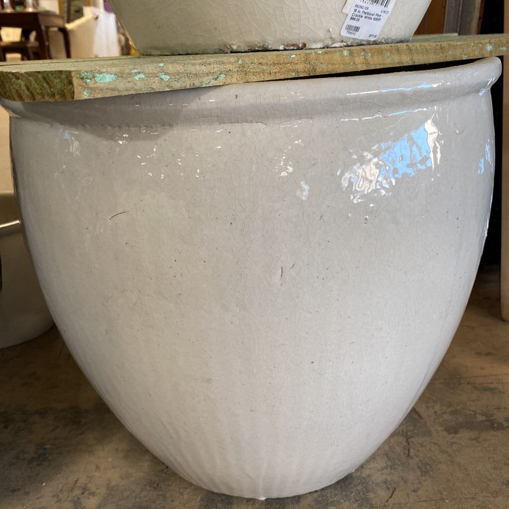 18 in. Fishbowl Plntr - Crackle White
