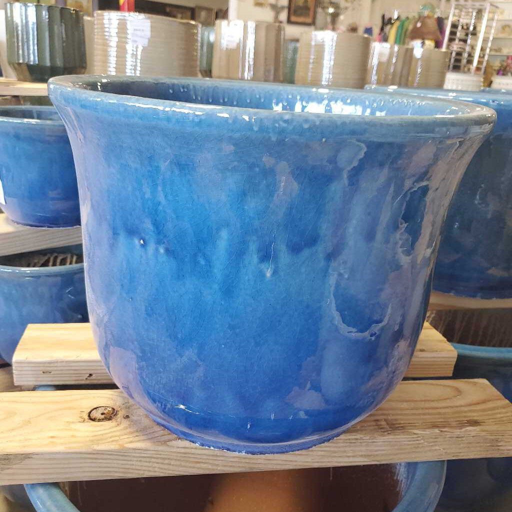 15 in. Langston Garden Planter - Crackle Navy