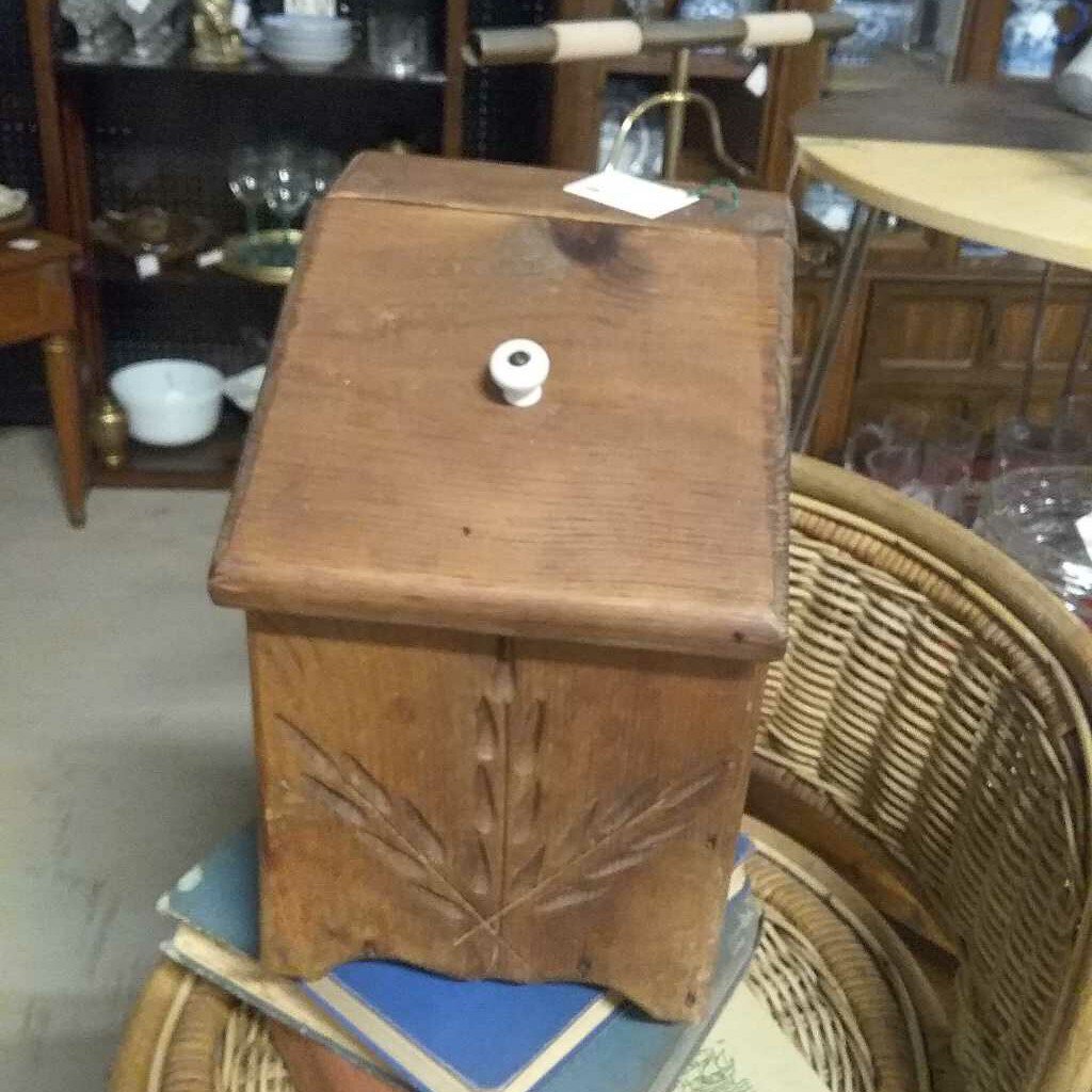 wooden wheat box with lid