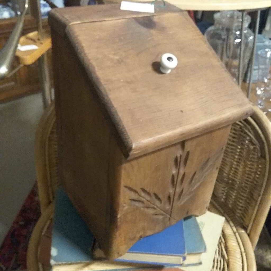 wooden wheat box with lid