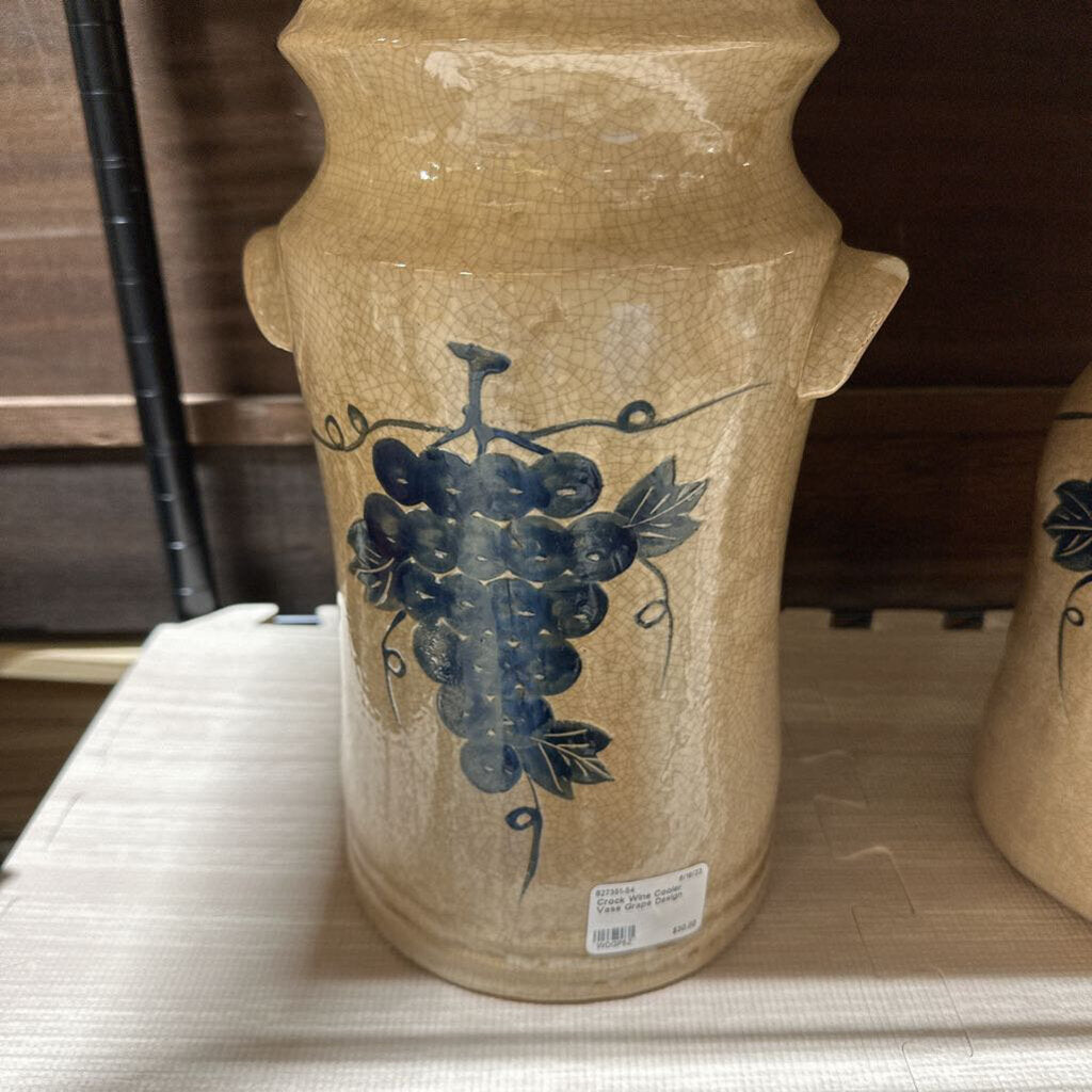 Crock Wine Cooler Vase Grape Design