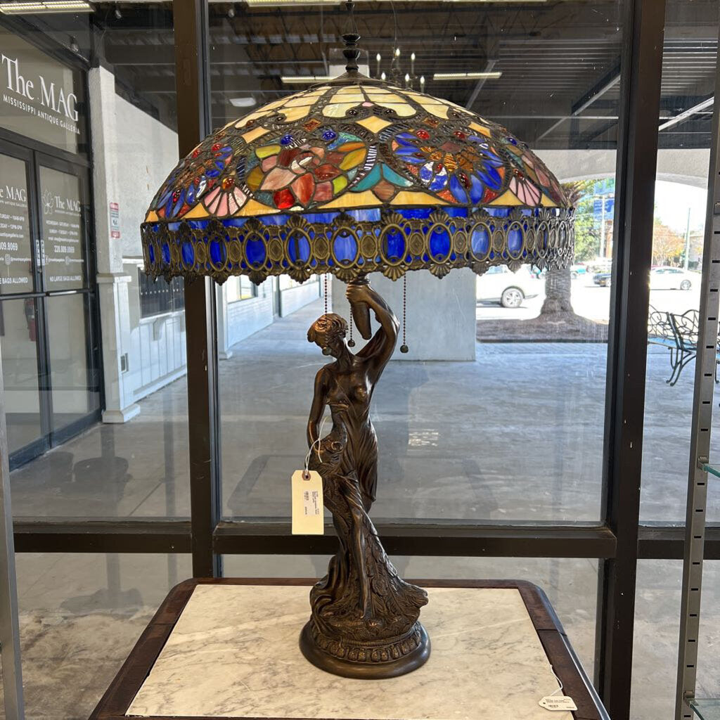 Peacock Goddess Stain Glass Lamp