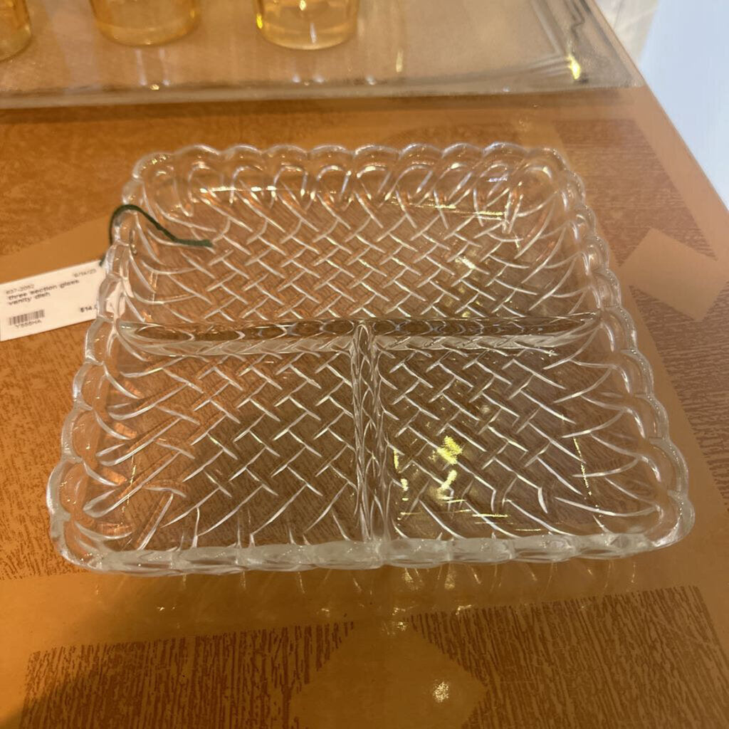 three section glass vanity dish