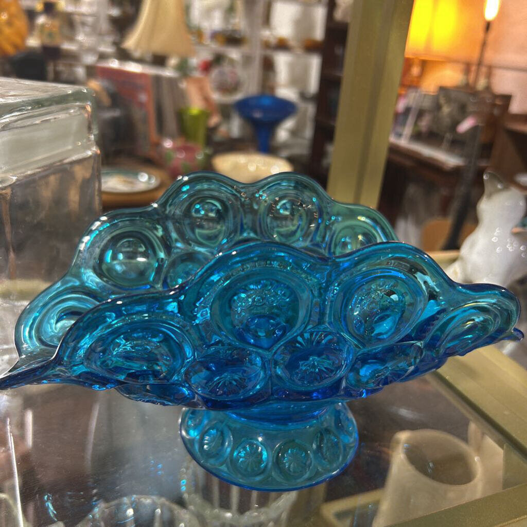 VINTAGE Moon and Stars Folded Glass Platter by L.E. Smith