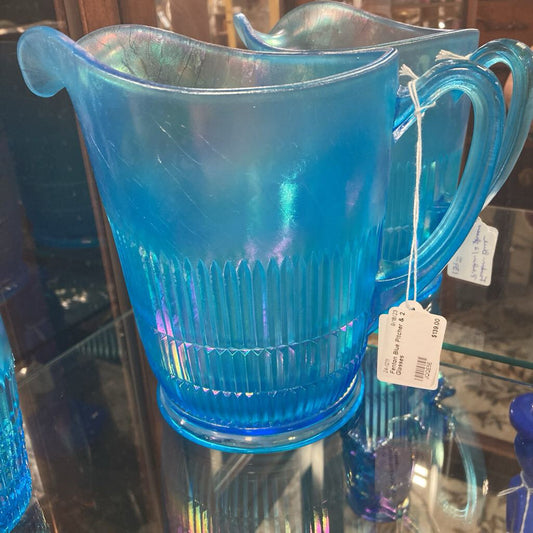 Fenton Blue Pitcher & 2 Glasses